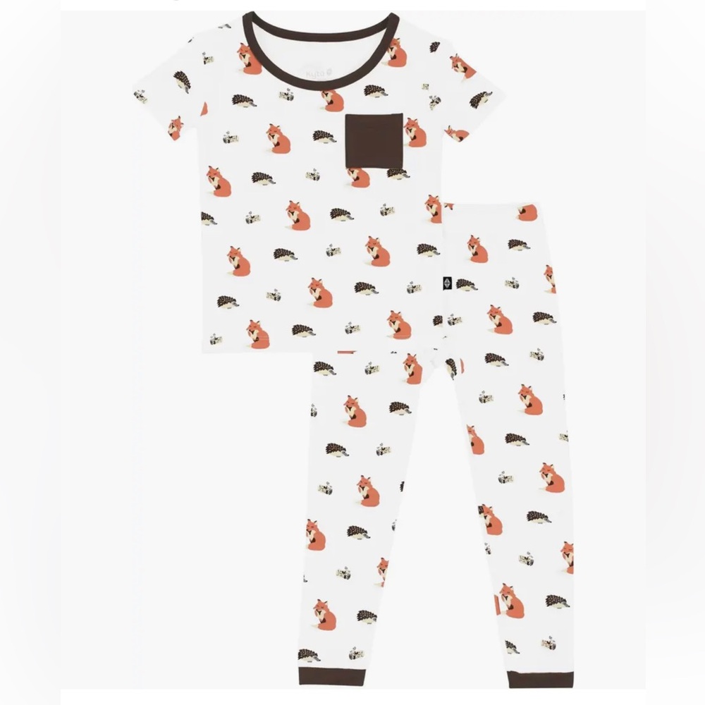 Kyte BABY White and Brown Fox Pajama Set/ 3T/ NWT
